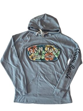 Ron Jon Surf Shop Hoodie - Light Blue with Tropical Chest Logo